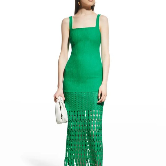 NWT$595 ALEXIS  South Scalloped Lace Knit Midi Dress - Green - Picture 5 of 12